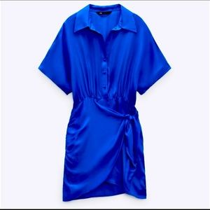 Blue satin zara dress